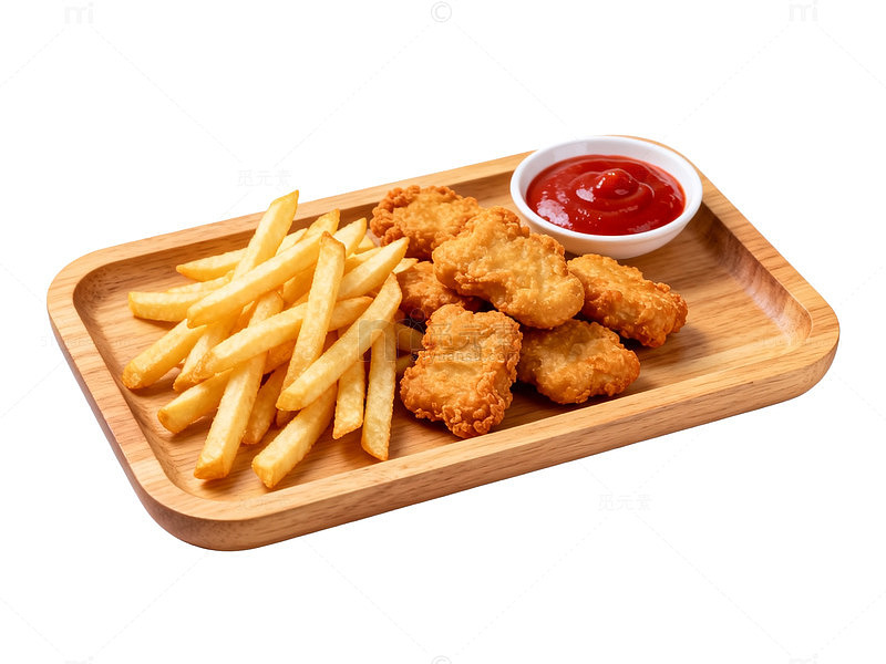 简约风快餐薯条鸡块美食素材