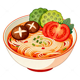 卡通风格拉面美食插画设计素材