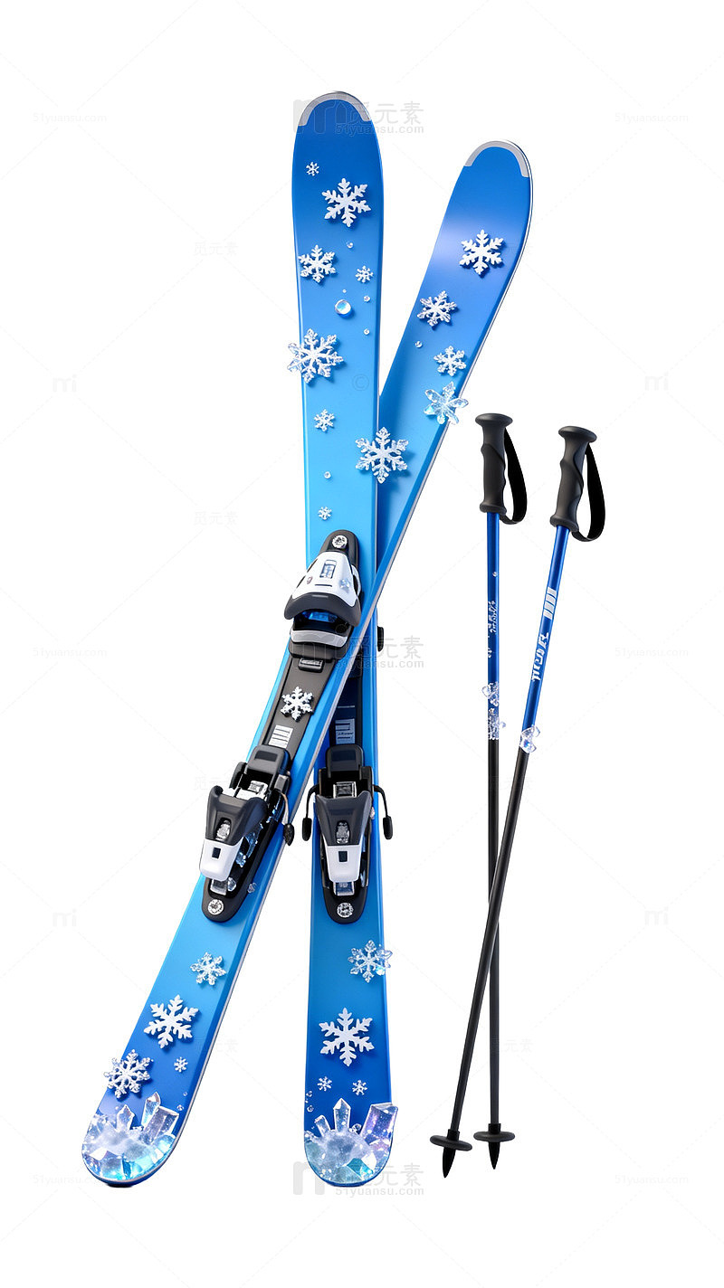 现代风滑雪装备蓝色雪板设计素材