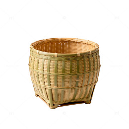 简约风竹编收纳篮设计素材