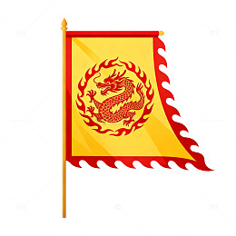 卡通风格龙纹旗帜矢量设计素材