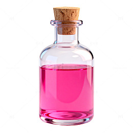 简约风玻璃瓶装粉红液体设计素材