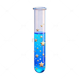 卡通风格试管蓝色液体星星设计素材