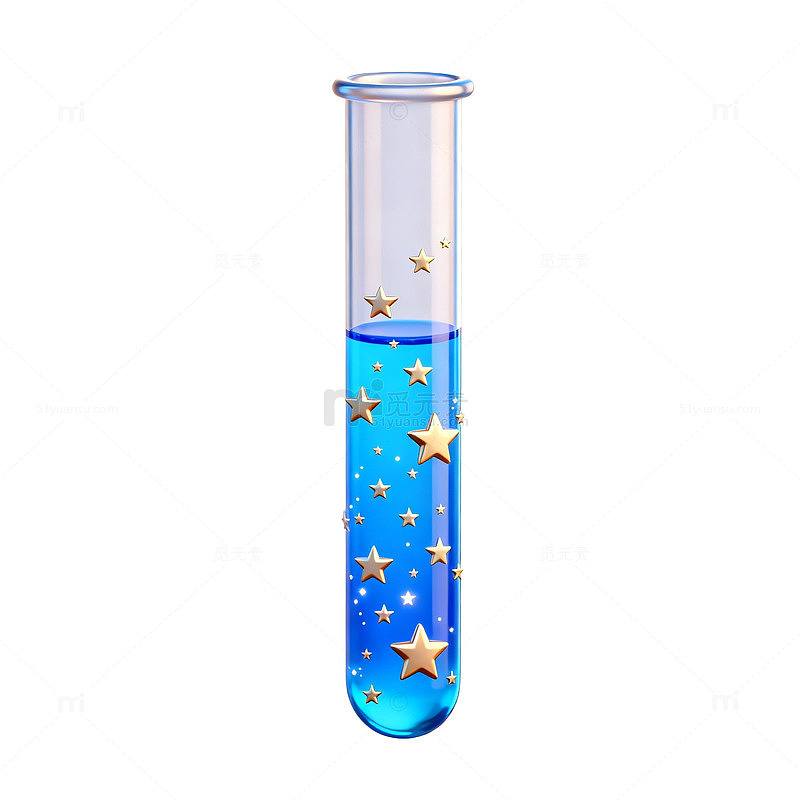 卡通风格试管蓝色液体星星设计素材