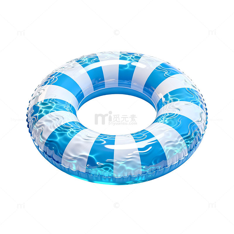 清新风夏日泳圈透明质感设计素材
