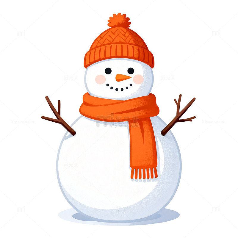 卡通风雪人冬季可爱插画设计素材