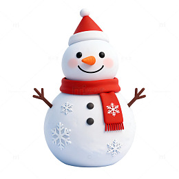 3D卡通雪人圣诞节日设计素材
