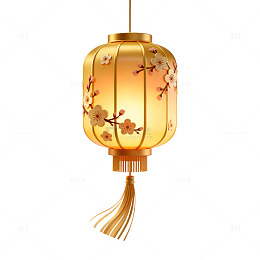 国风手绘灯笼梅花装饰设计素材