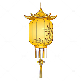 国风金色灯笼竹叶装饰矢量素材