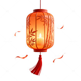 国风手绘灯笼竹影剪纸设计素材