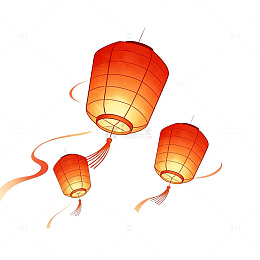 卡通风元宵节灯笼插画设计素材