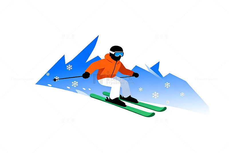 扁平风滑雪运动人物插画设计素材