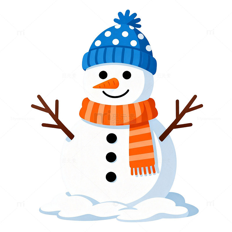 卡通风雪人冬季可爱插画设计素材