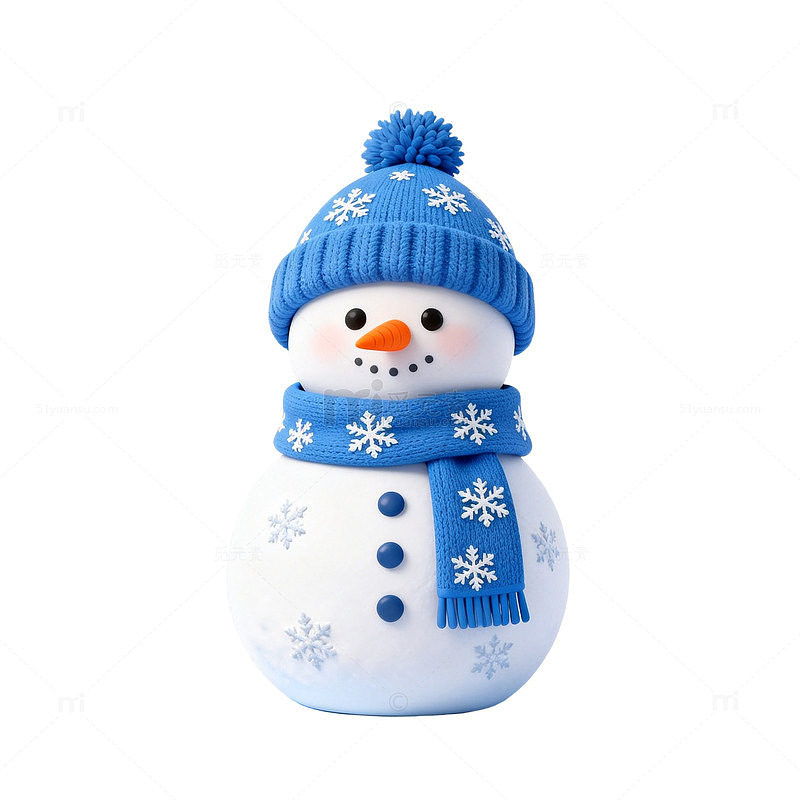 卡通风冬季雪人可爱插画设计素材