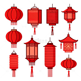 矢量风中国风灯笼红色传统节日设计素材