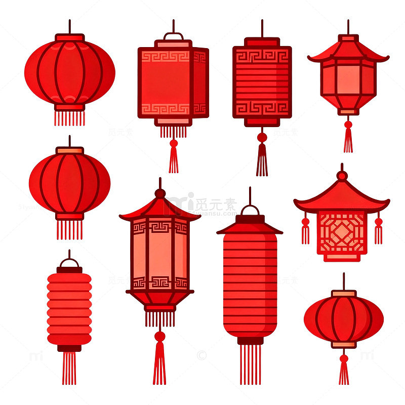 矢量风中国风灯笼红色传统节日设计素材