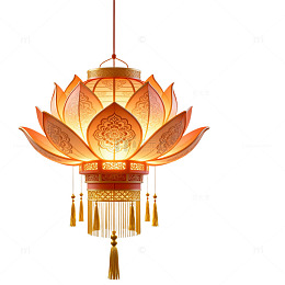 国风莲花吊灯中式灯具设计素材