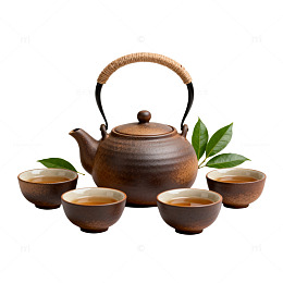 极简风茶具套装手绘设计素材