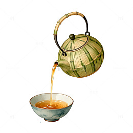 国风水墨茶道泡茶手绘茶壶设计素材