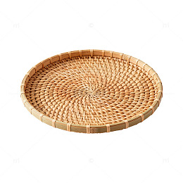 简约风圆形藤编托盘设计素材