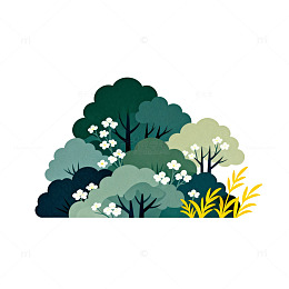 扁平风森林植物插画设计素材