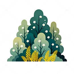 扁平风森林植物插画设计素材