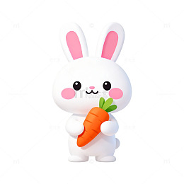 卡通风可爱兔子胡萝卜设计素材