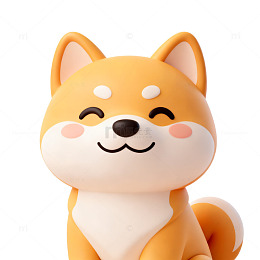 卡通风格柴犬可爱坐姿3D模型素材