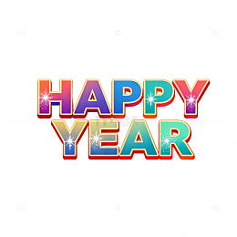 彩虹渐变新年快乐节日文字设计素材