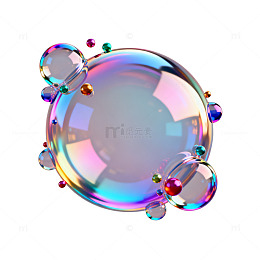 3D风格彩虹泡泡透明球体设计素材