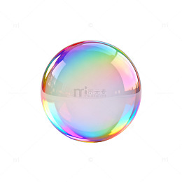 3D渲染彩虹光泽透明球体设计素材