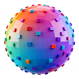 渐变色几何球体3D渲染设计素材
