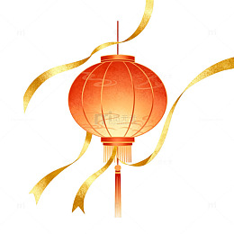 矢量风春节灯笼金色飘带设计素材
