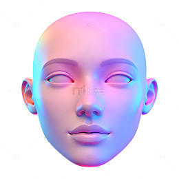 渐变色未来感人脸3D模型设计素材