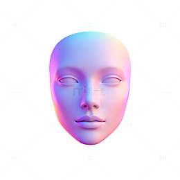 渐变色抽象人脸3D渲染设计素材