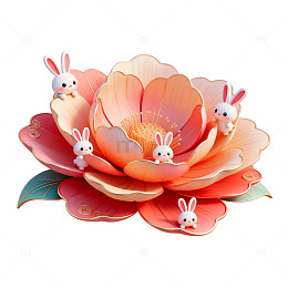 卡通风格花朵兔子插画设计素材