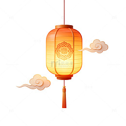 国风手绘灯笼云纹装饰设计素材