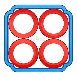 卡通风格红色圆环蓝色边框矢量图标素材