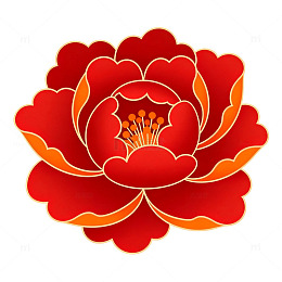 剪纸风红色牡丹花矢量设计素材