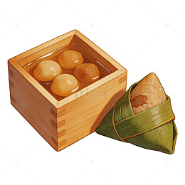 插画风端午节粽子竹盒设计素材