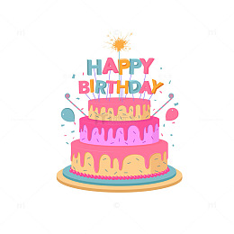 卡通风生日蛋糕庆祝插画设计素材