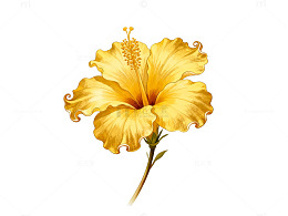 手绘风黄色木槿花植物插画素材