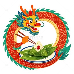 卡通风端午节龙舟粽子设计素材