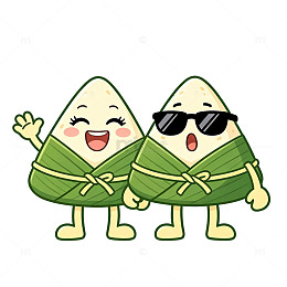 卡通风端午节可爱粽子角色设计素材