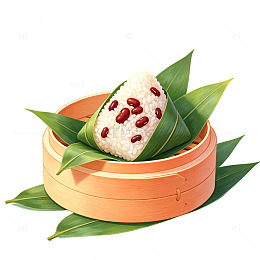 插画风端午节粽子竹叶设计素材