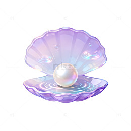 梦幻风珍珠贝壳插画设计素材