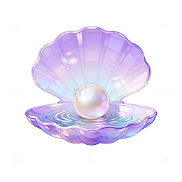 梦幻风珍珠贝壳插画设计素材