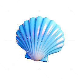 3D风格蓝色贝壳海洋元素设计素材