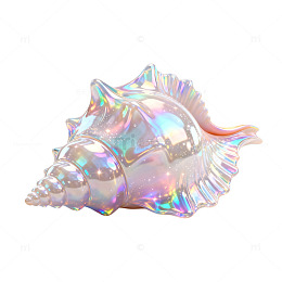 梦幻风彩虹海螺3D渲染设计素材