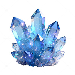 梦幻风蓝色水晶簇3D渲染设计素材